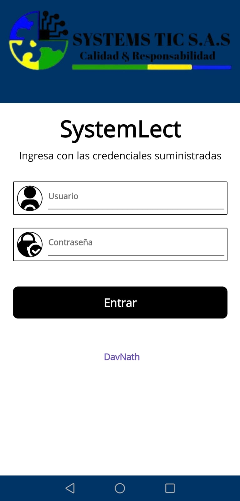 Pantalla de inicio de sesión